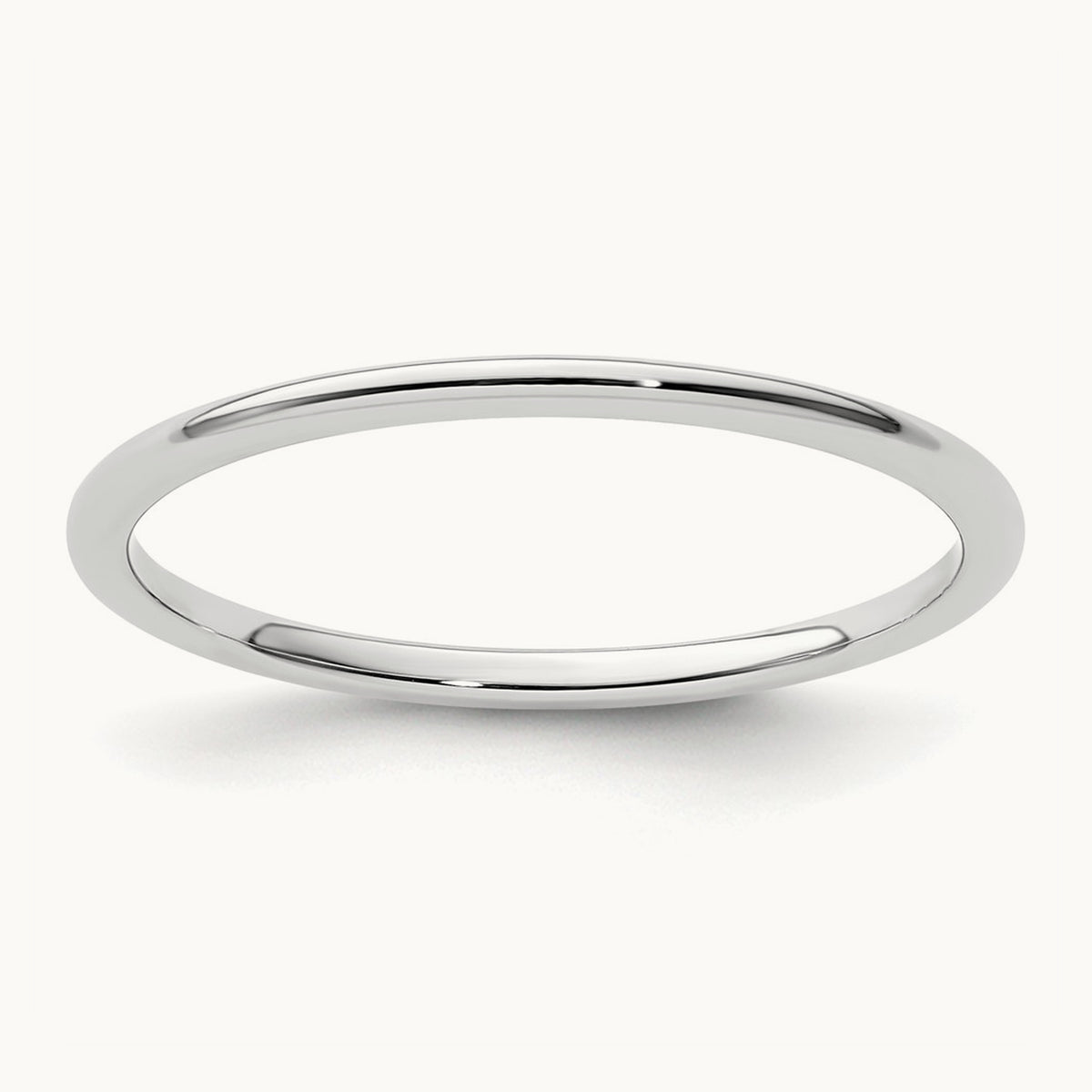 Half Round Stackable Band — 14K White Gold