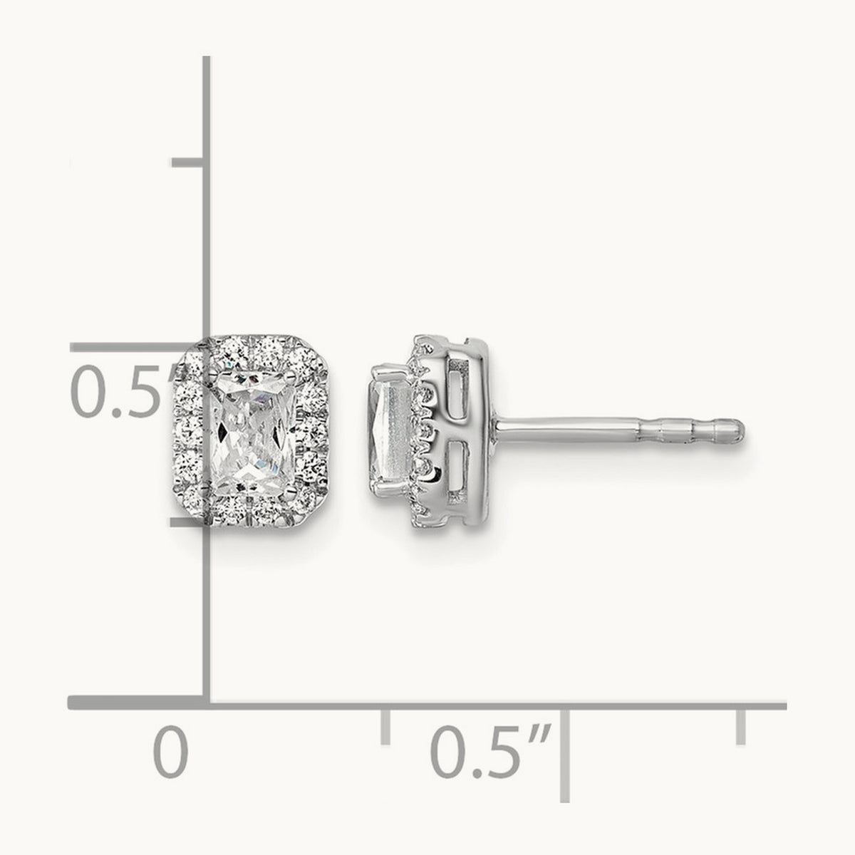 Radiant Halo Post Earrings, 0.50-8.50 ct tw Lab-Grown Diamond — 5/8 ct, 14K White Gold