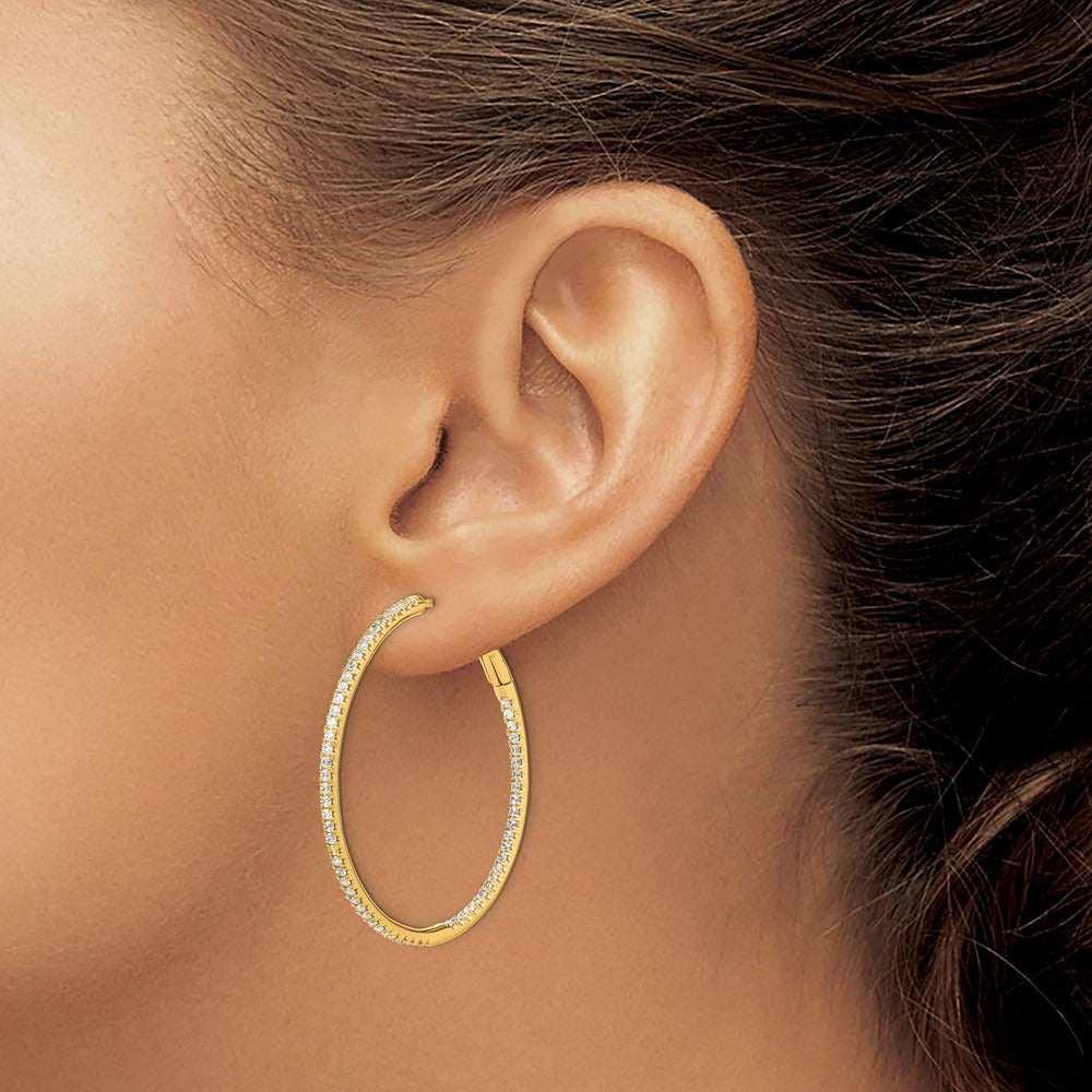 In/Out Hoop Earrings, 0.75-1.00 ct tw Lab-Grown Diamond — 1 ct, 14K Yellow Gold