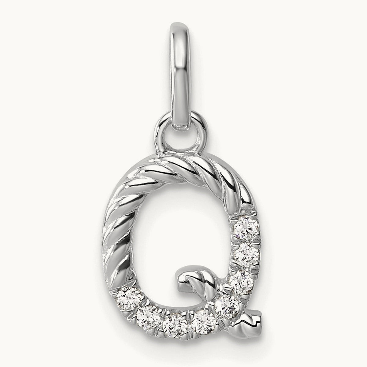 Twisted Diamond Charm — 14K White Gold, Q