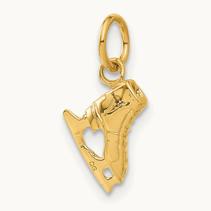 3D Ice Skate Charm, 14K