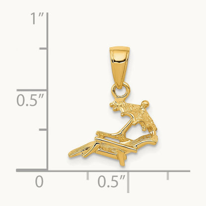 3-D Lounge Beach Chair Pendant, 14K