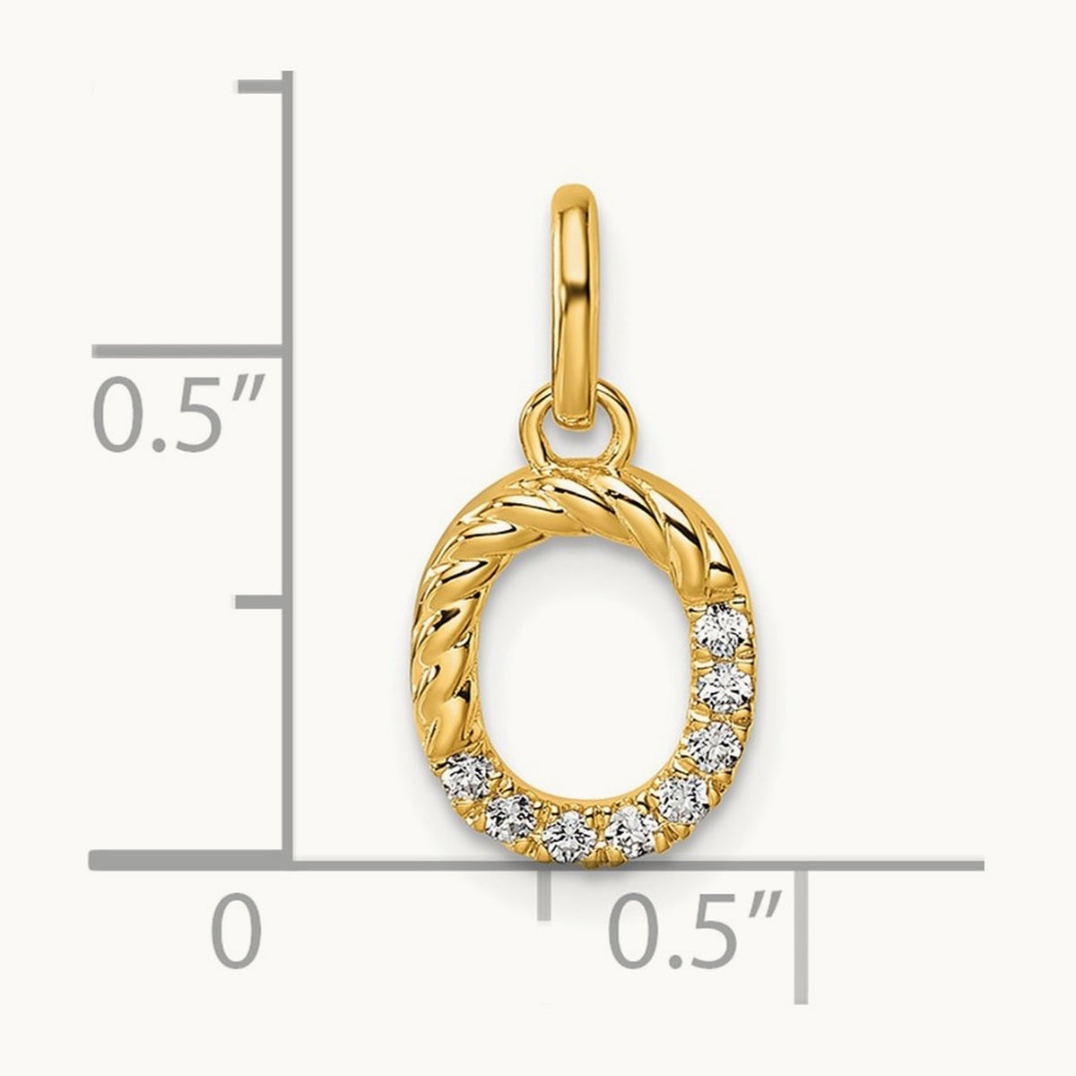 Twisted Diamond Charm — 14K Yellow Gold, O