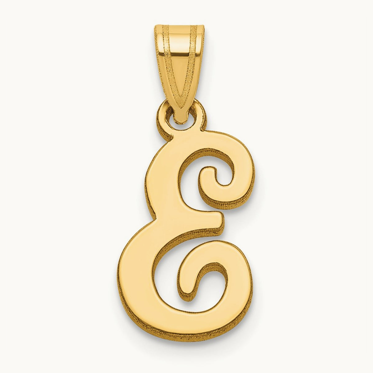 Script Letter E Initial Pendant, 14K Yellow Gold