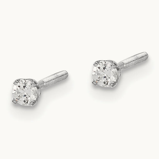 .10ct SI3 G-I Diamond Stud Thread on/off Post Earrings, 14K White Gold