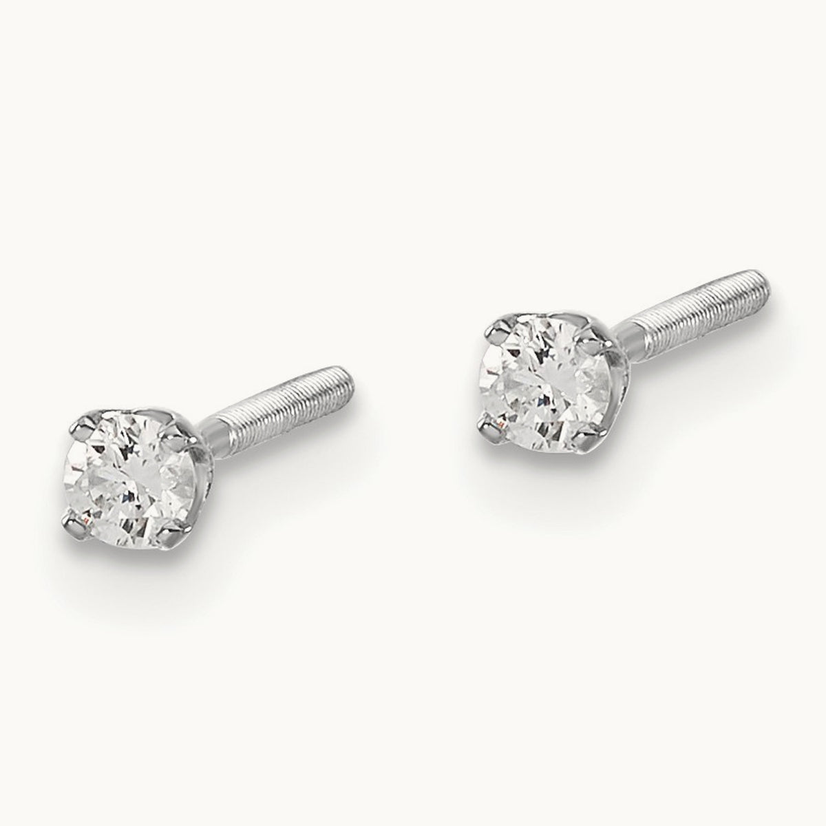 Diamond Stud Thread on/off Post Earrings — 2.4mm