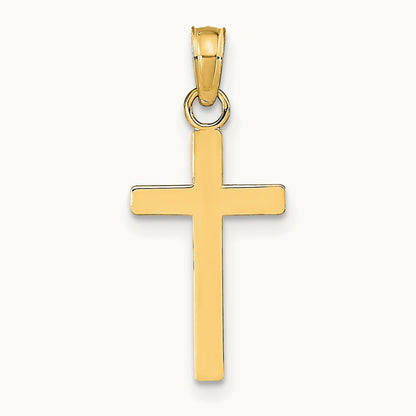 Polished Cross Pendant — 14K Yellow Gold