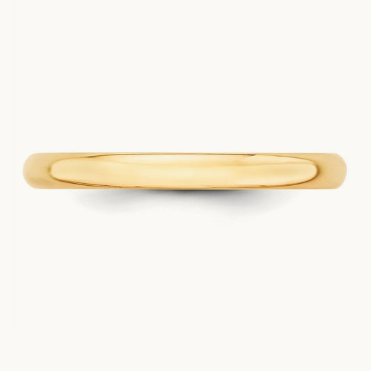 Lightweight Half Round Band, 2.5mm, 10K Yellow Gold