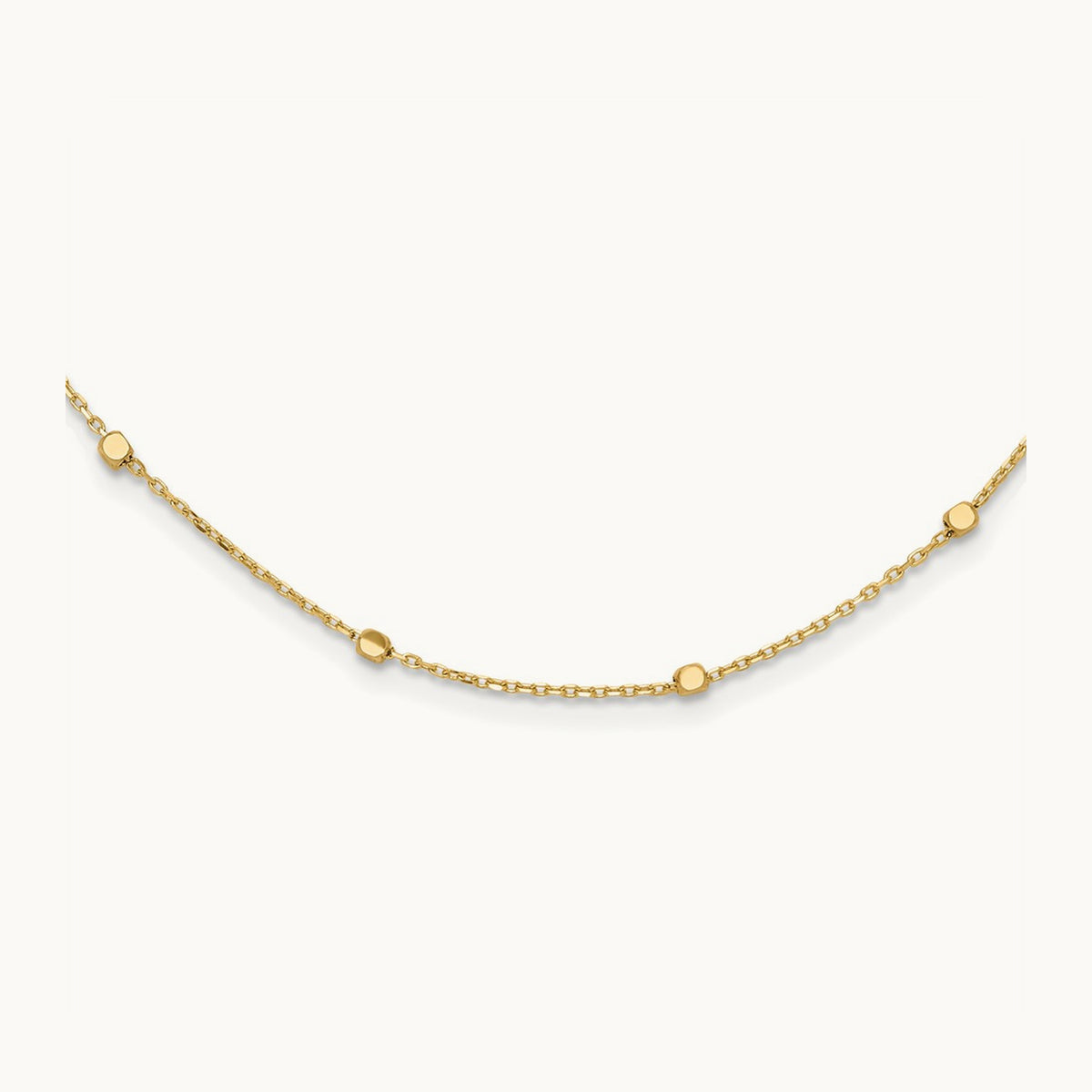 Polished Cube Stations with 2in extension Necklace — 14K Yellow Gold