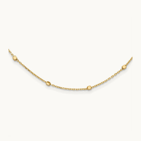 Polished Cube Stations with 2in extension Necklace — 14K Yellow Gold
