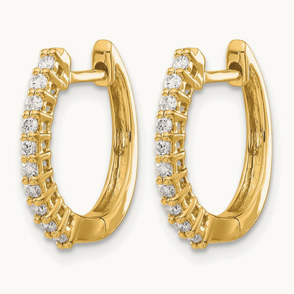 Diamond Hinged Hoop Earrings — 14K Yellow Gold, 16mm, 0.24 ct