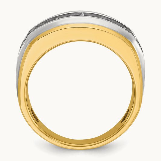 w/ White RH IBGoodman Men's Polished Satin 7-Stone Diamond Ring, 14K