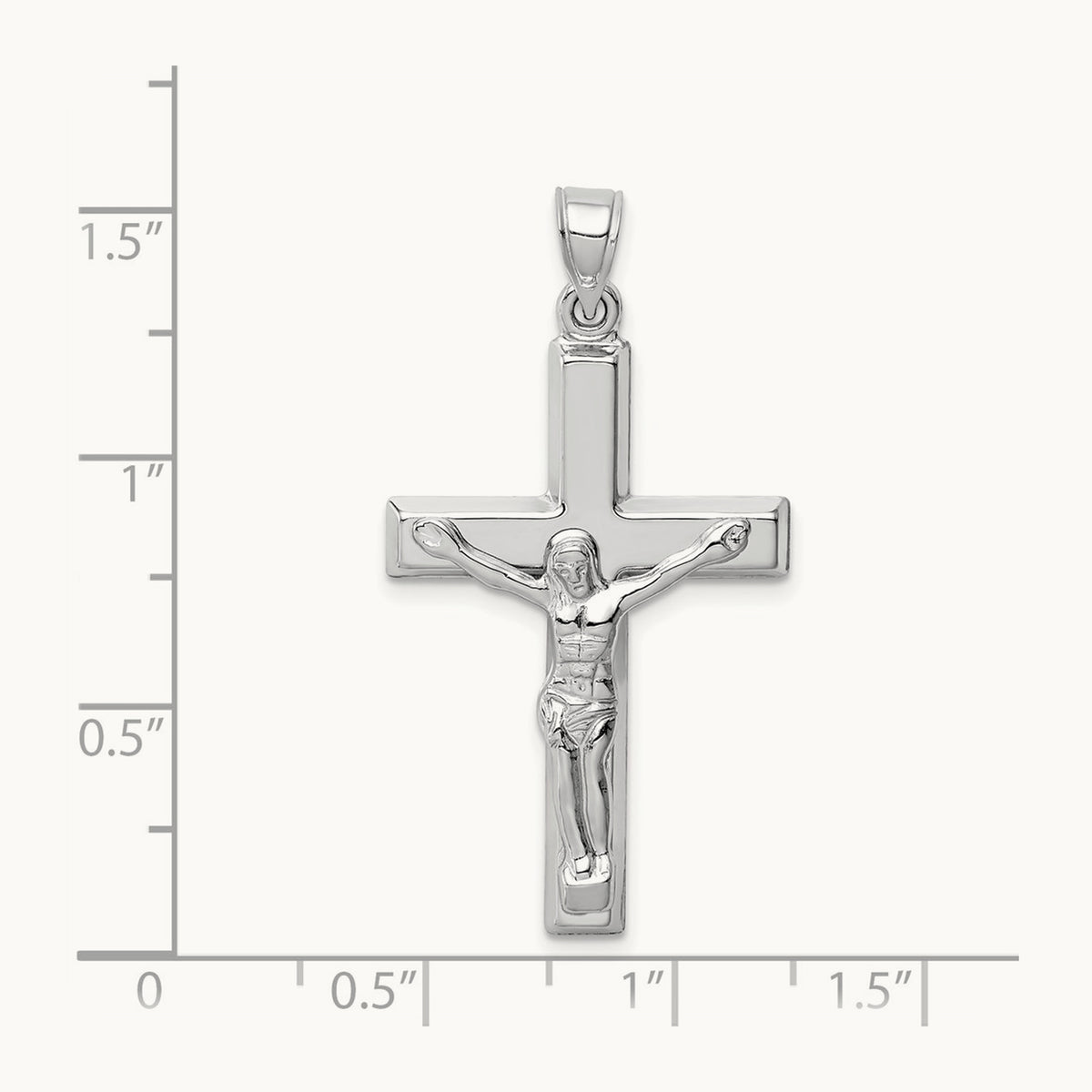 Polished Crucifix Pendant, 14K White Gold