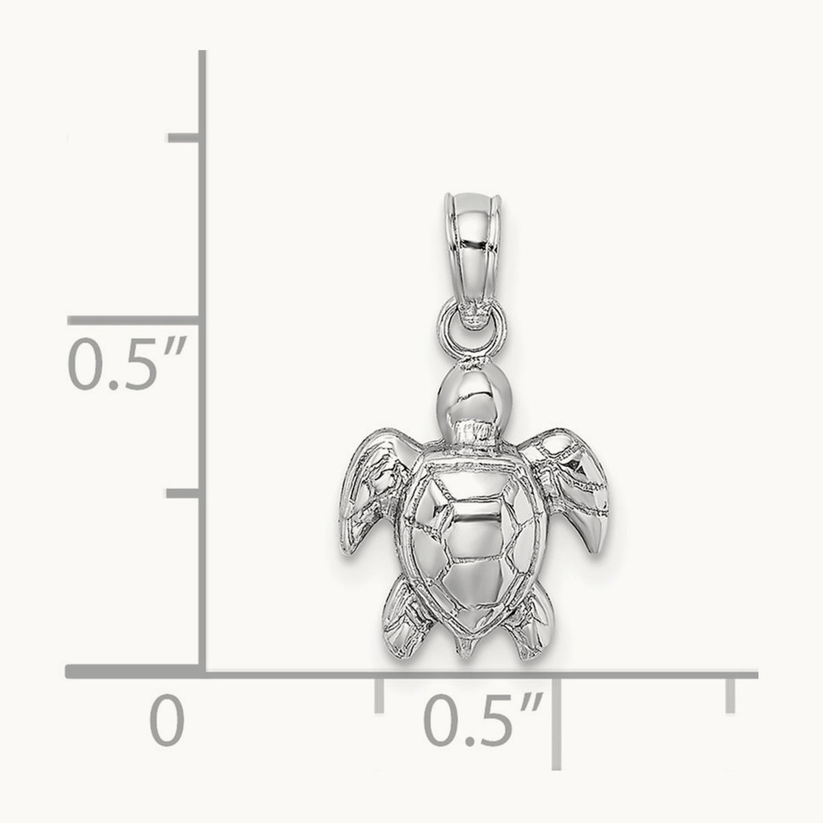 Textured Mini Sea Turtle Charm — 14K White Gold
