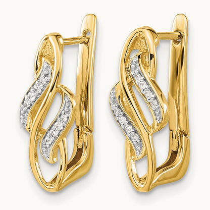 Diamond Hinged Hoop Earrings, 14K
