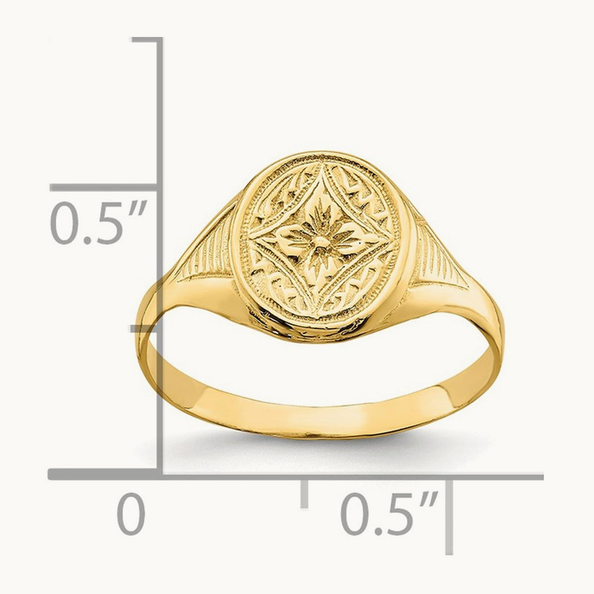 Oval Flower Baby Ring, 14K