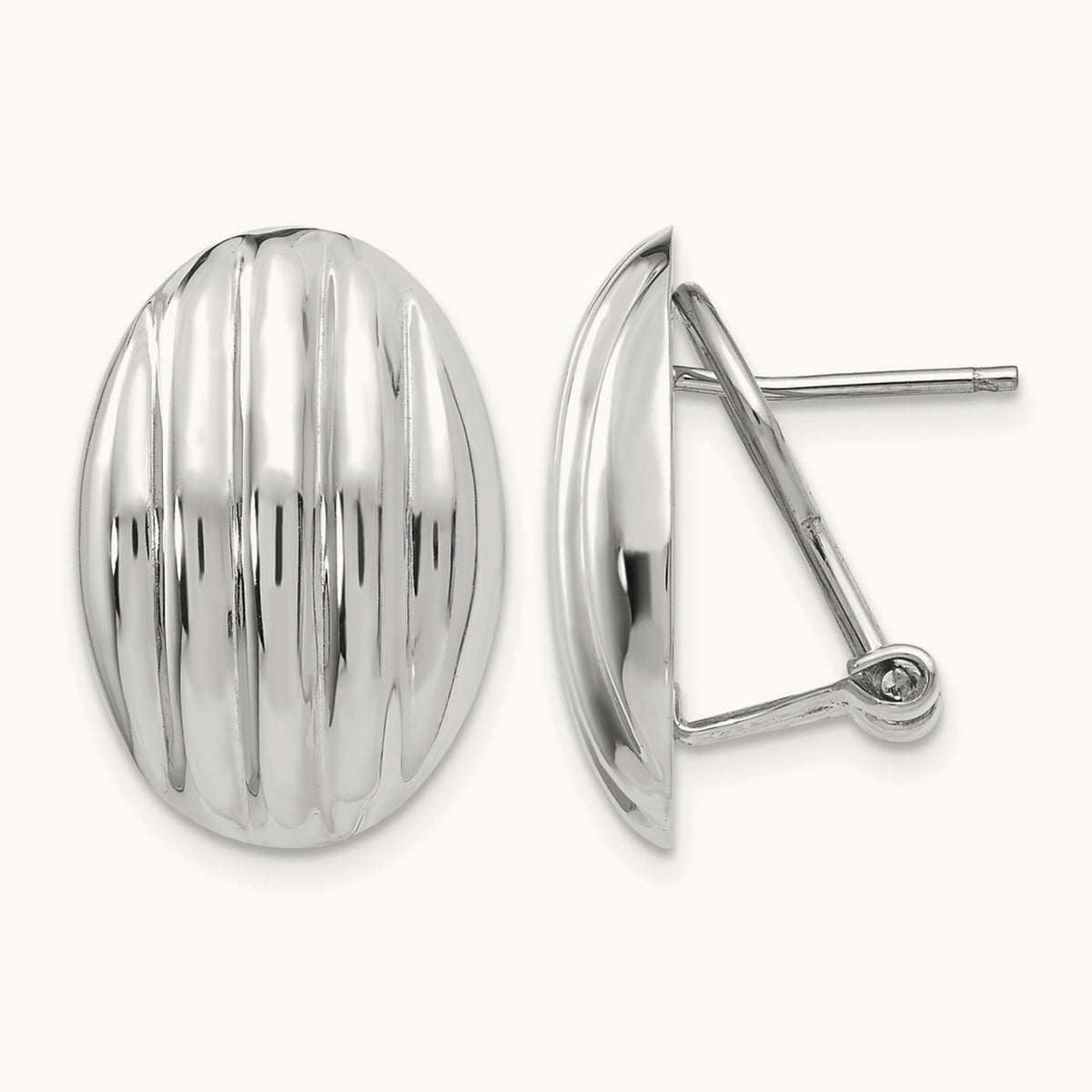 Polished Fancy Omega Back Post Earrings, 14K White Gold