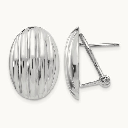 Polished Fancy Omega Back Post Earrings, 14K White Gold
