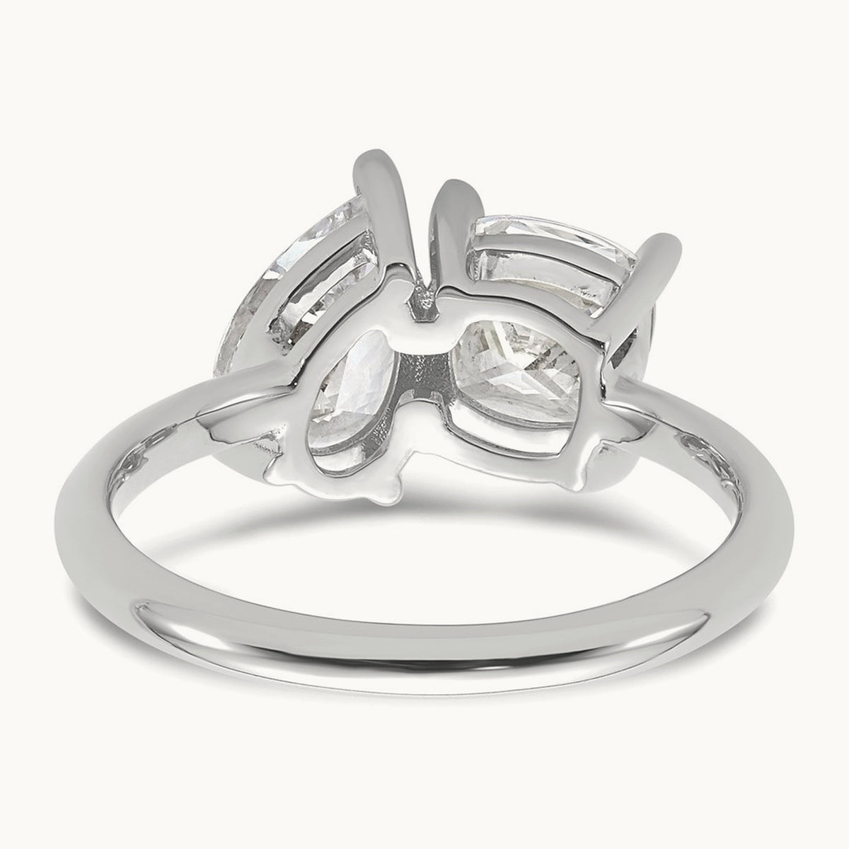 Cushion & Pear 2 Stone Engagement Ring, 2.00 ct tw Lab-Grown Diamond — 14K White Gold