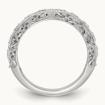 Filigree Wedding Band, 3mm, 14K White Gold