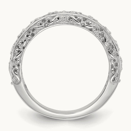 Filigree Wedding Band, 3mm, 14K White Gold