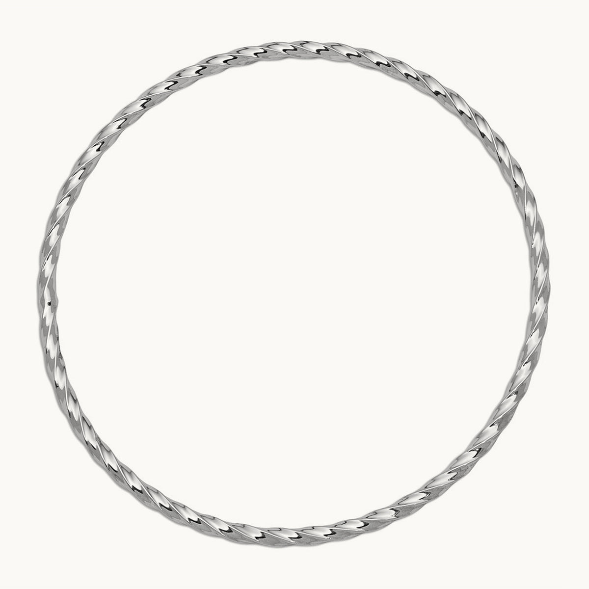 Twisted Slip-on Bangle — 14K White Gold