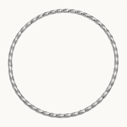 Twisted Slip-on Bangle — 14K White Gold