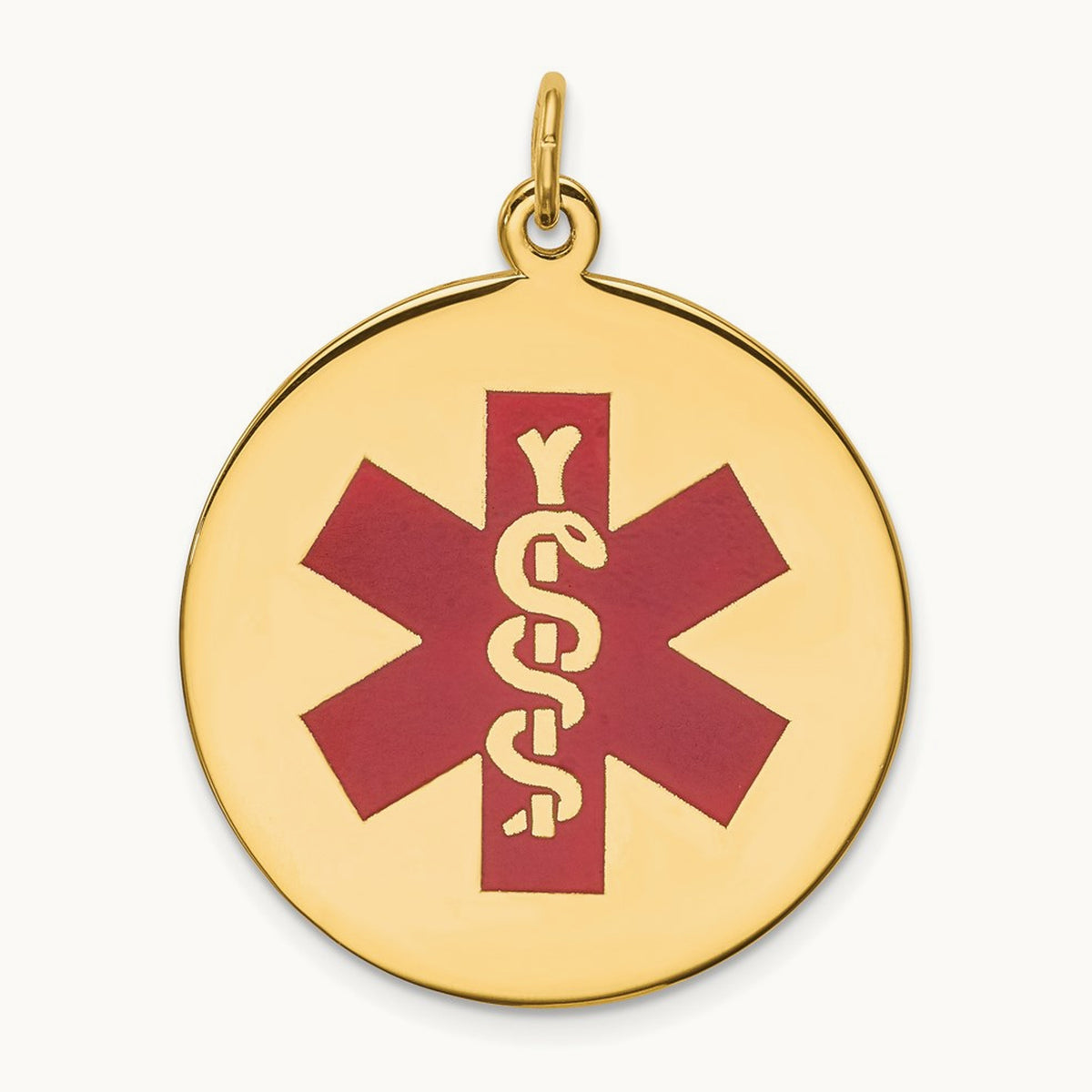 Red Enamel Medical Jewelry Pendant, 14K