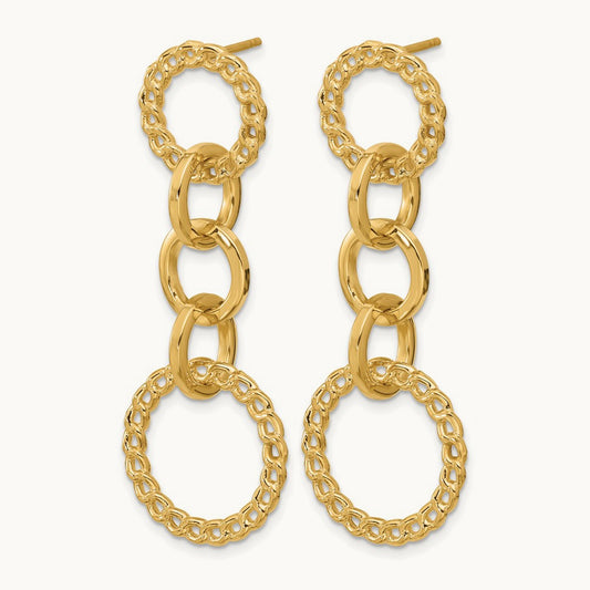 Polished Fancy Circle Link Dangle Post Earrings — Leslie's — photo set