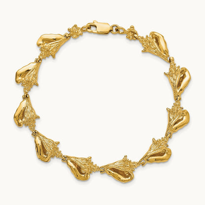 3-D Conch Shell Link Bracelet, 14K