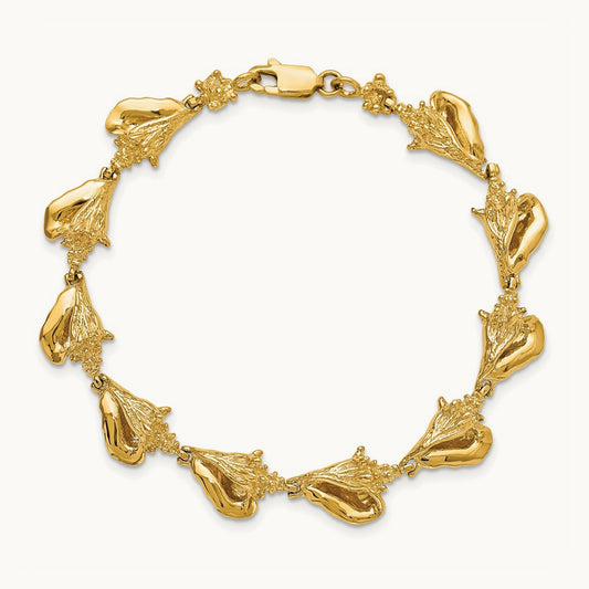 3-D Conch Shell Link Bracelet, 14K