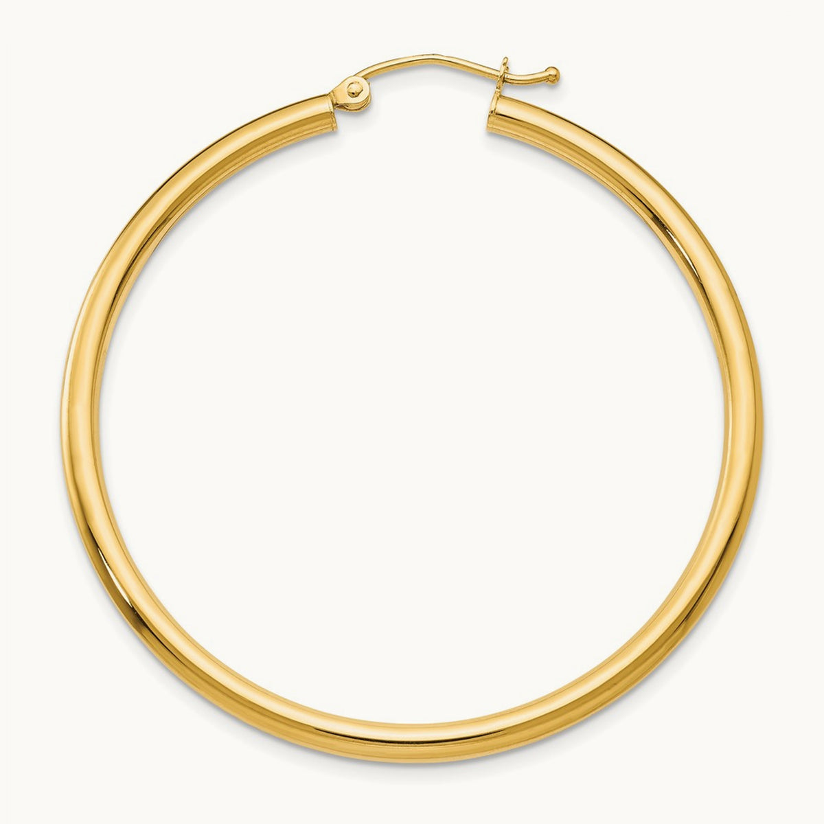Single 14K Polished Lightweight Tube Hoop Earring, 2.5mm