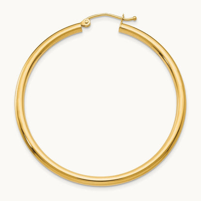Single 14K Polished Lightweight Tube Hoop Earring, 2.5mm
