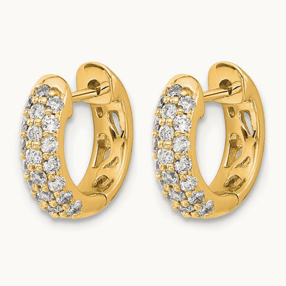 Diamond Hinged Hoop Earrings, 14K