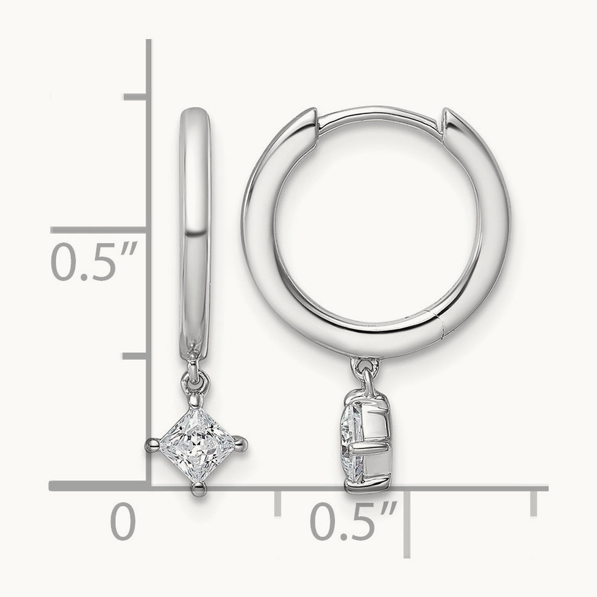 Dangle Princess Hoop Earrings, 0.25-0.50 ct tw Lab-Grown Diamond — 1/3 ct, 14K White Gold