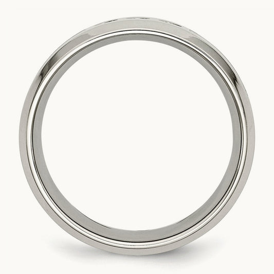 Polished Camouflage 1/10ct Diamond Band, 8mm, Stainless Steel