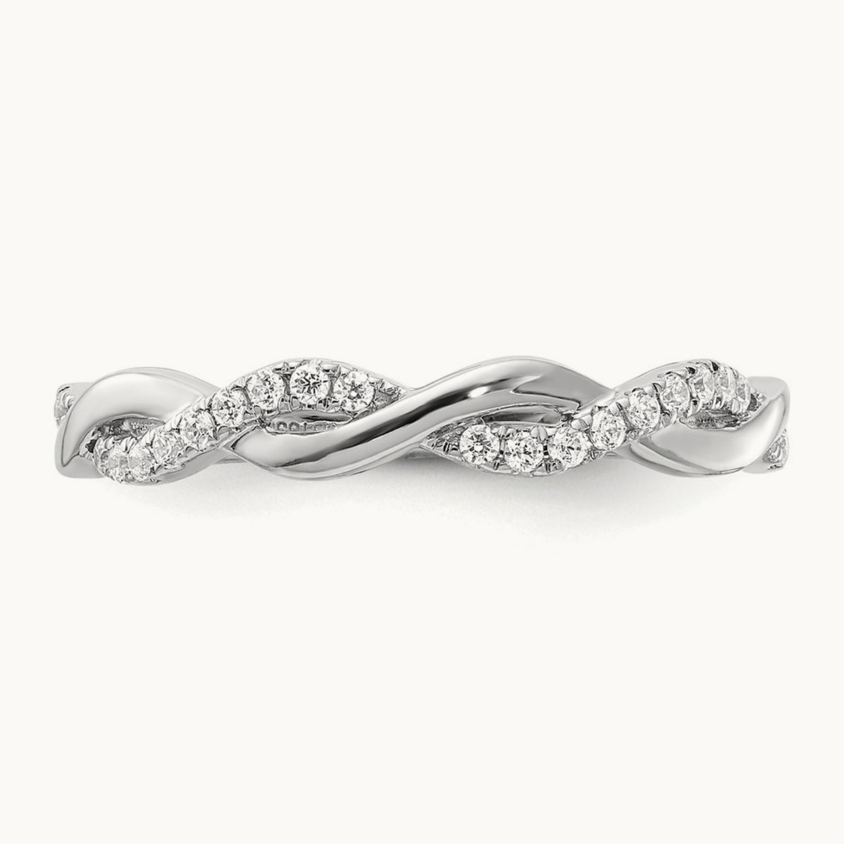 Diamond Criss-Cross Wedding Band — 14K White Gold, 7
