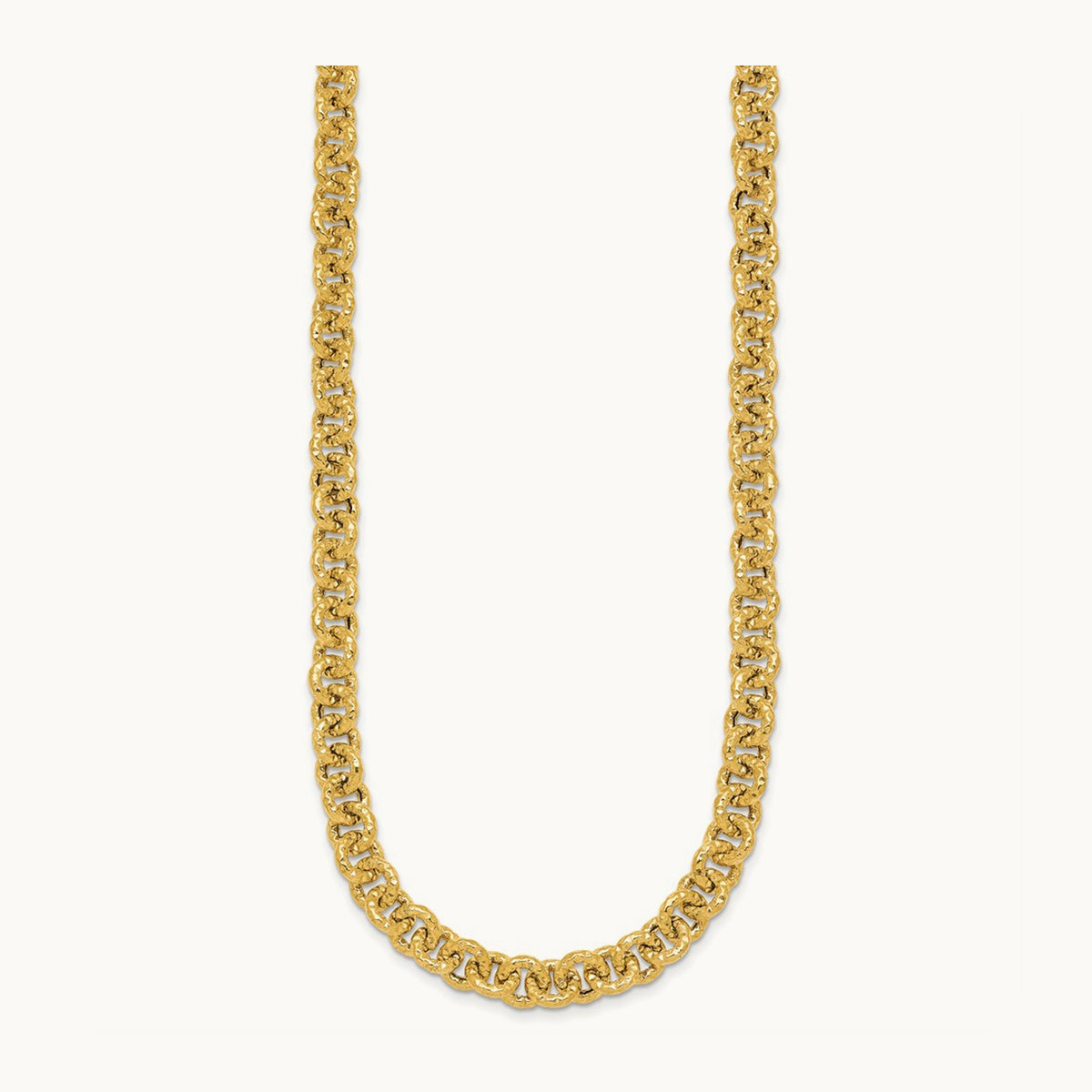 Polished and Textured Fancy Link 18in Necklace, 14K