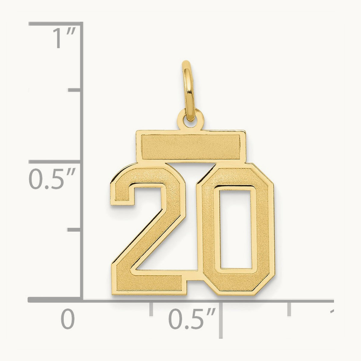 Small Satin Number 20 Charm, 14K