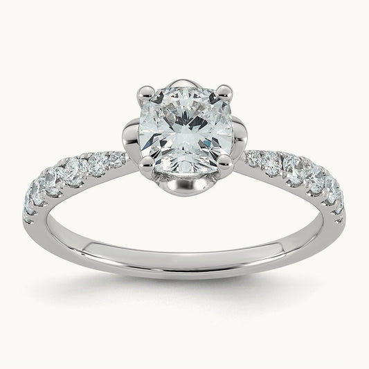 Cushion Center 4-Prong Ring, 1 1/3-2 7/8 ct Lab-Grown Diamond
