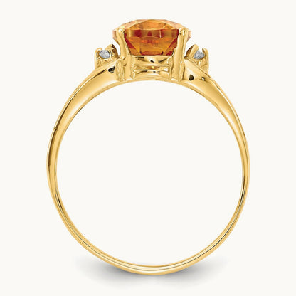 9x7mm Oval Citrine AA Diamond ring, 14K
