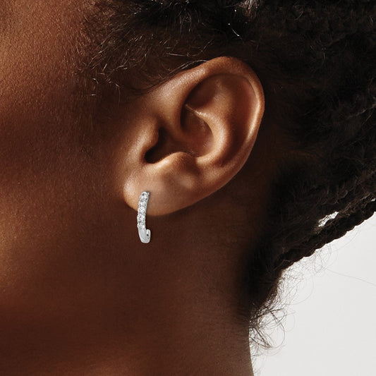 Diamond J-Hoop Post Earrings — photo set
