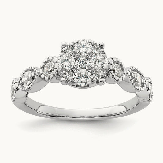 Cluster Engagement Ring, 0.75 ct tw Lab-Grown Diamond