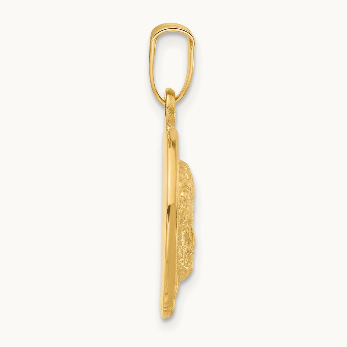 Satin Jesus Medal Pendant, 14K