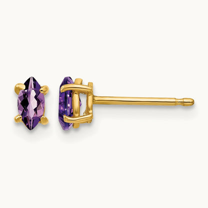 5x2. Marquise Amethyst earring, 5mm, 14K