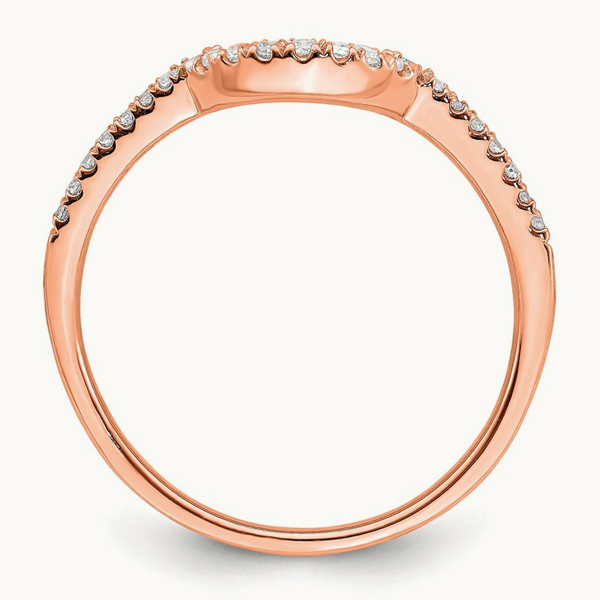 Diamond Contoured Wedding Band — 14K Rose Gold, 7