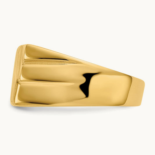 13.0x11. Open Back Diagonal Mens Signet Ring, 0mm, 14K