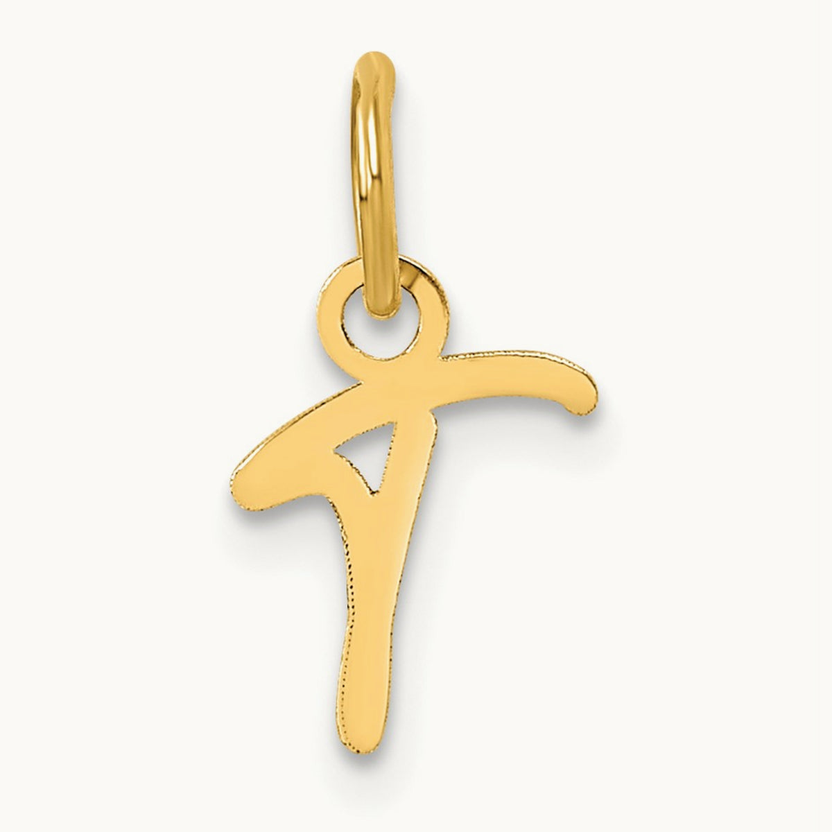 Uppercase Initial Charm — 14K Yellow Gold, T