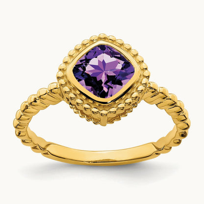 Cushion Amethyst Ring, 14K