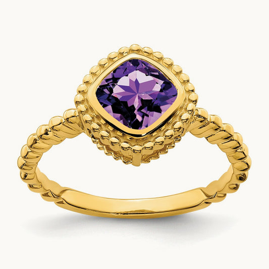 Cushion Amethyst Ring, 14K